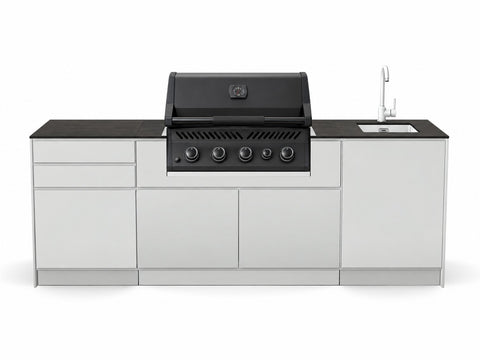 BIO Stefan Outdoorküche Variante 5: Schublade, Napoleon S300 Einbaugrill, Spüle