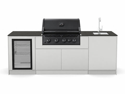 BIO Stefan Outdoorküche Variante 6: Kühlschrank, Napoleon S300 Einbaugrill, Spüle
