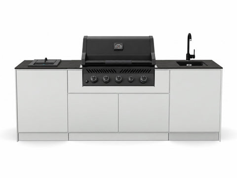 BIO Stefan Outdoorküche Variante 10: Brenner, Napoleon S300 Einbaugrill, Spüle