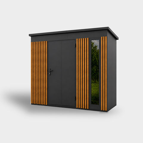 Lamellot Gartenhaus aus Metall mit Lamellen, 2,86 × 1,36 m, Anthrazit RAL 7016