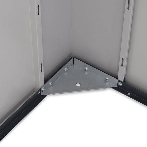 Eckverbindung aus Aluminiumprofilen und verzinktem Stahlblech am Lamellot Gartenhaus