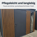 Lamellot Gartenhaus Metall: feuerverzinkter und pulverbeschichteter Stahl, pflegeleicht und langlebig