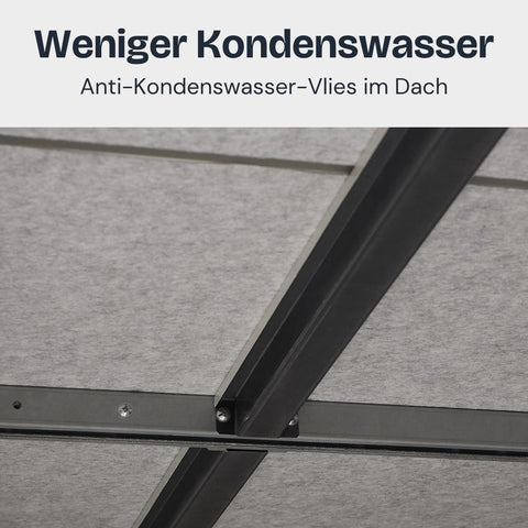 Lamellot Gartenhaus Metall: Anti-Kondenswasser-Vlies unter dem Dach