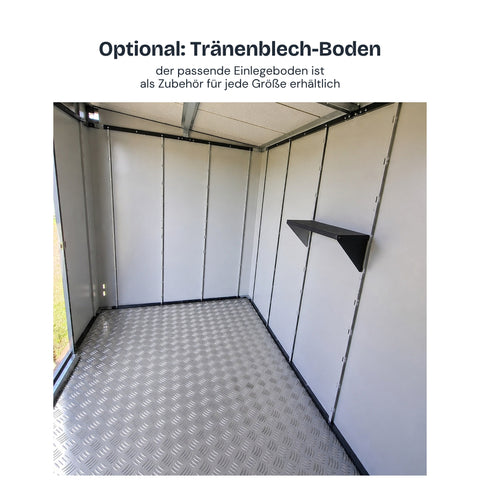 Lamellot Gartenhaus Metall: optionaler Einlegeboden aus Tränenblech