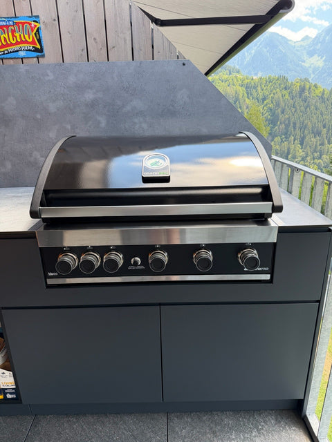 Outdoorküche in Anthrazit mit Pizzaofen und Kühlschrank (Kundenfoto 6)