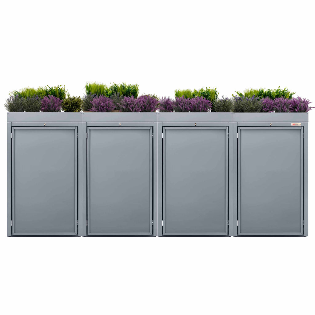 Gray (RAL7045) 4 garbage can box with planter roof 240 liter 7045 color telegrey with planter roof