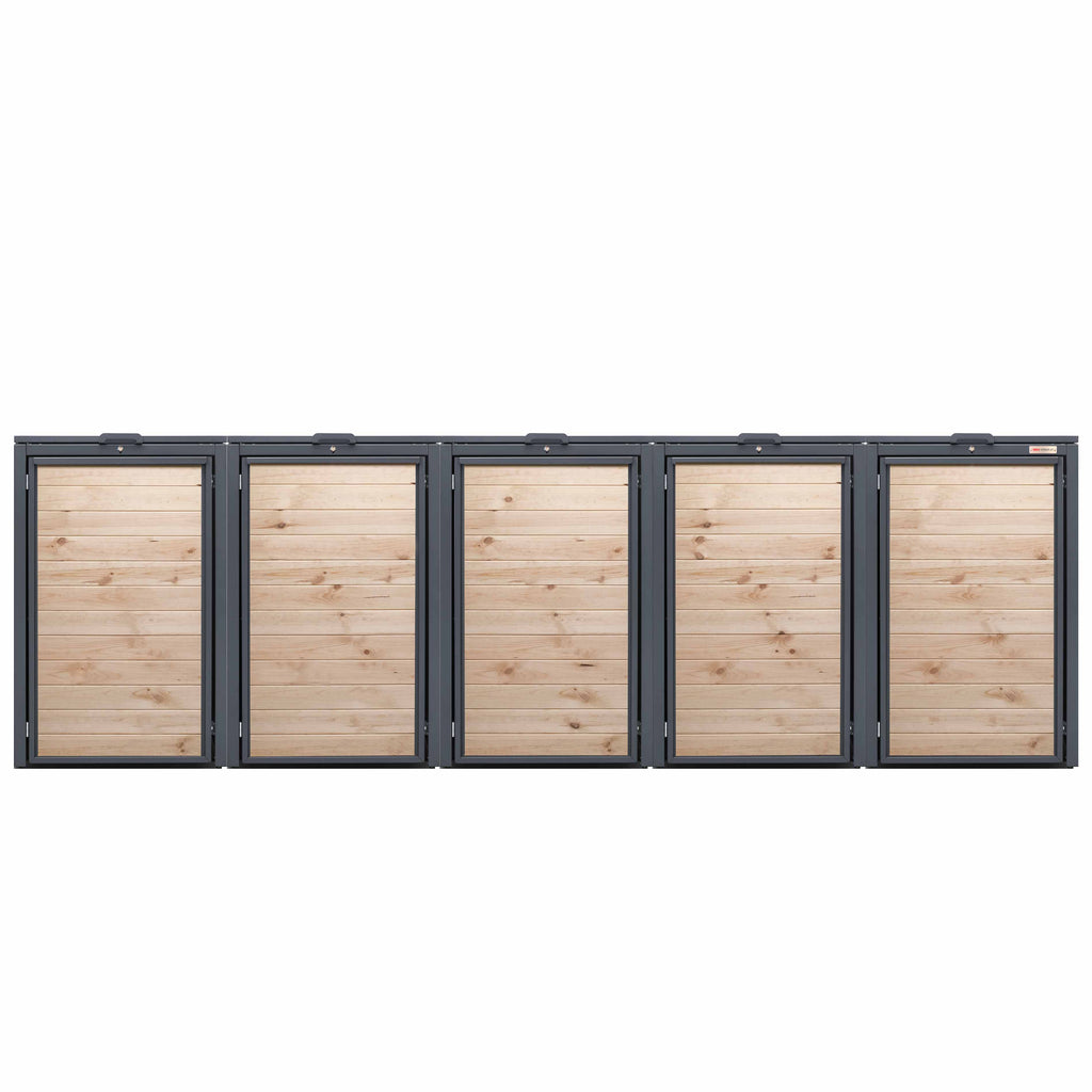 Anthrazit (RAL7016) Der Holzmichl von BIO Stefan - Pflanzdach für Mülltonnenbox, Mülltonnenbox 5er mit Klappdeckel 7016 Farbe Anthrazit mit Klappdeckel