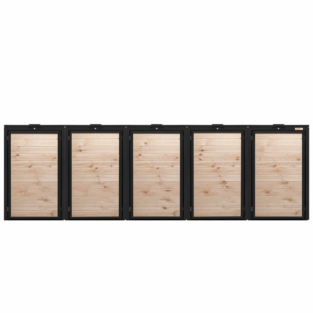 Schwarz (RAL9005) Der Holzmichl von BIO Stefan - Pflanzdach für Mülltonnenbox, Mülltonnenbox 3er mit Klappdeckel 9005 Farbe Schwarz mit Klappdeckel