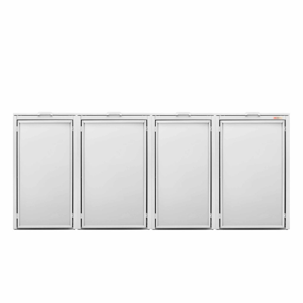 Mülltonnenbox mit Deckel Weiss Metall verzinkt 9016 RAL Farbe Brilliantweiß mit Deckel 120+240