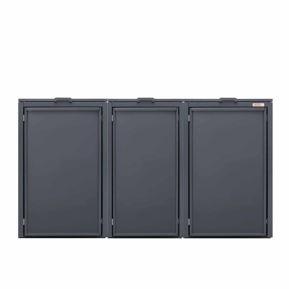 Stahlfred von BIO Stefan - Deckel für Mülltonnenbox, Mülltonnenbox 3er mit Deckel 7016 Farbe Anthrazit mit Deckel 120+240