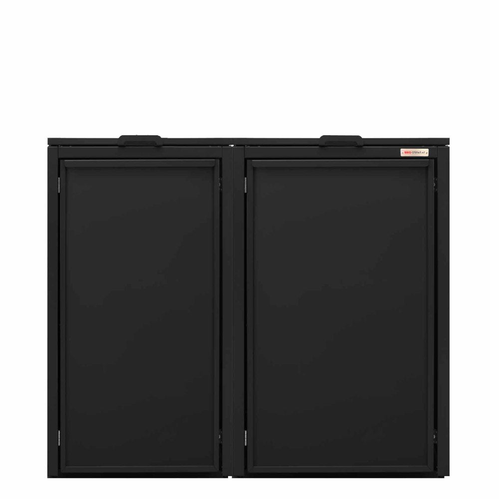 Black Stahlfred by BIO Stefan trash can box combination hinged lid - planting roof for trash can box, trash can box 2er with lid black color with lid 120+240