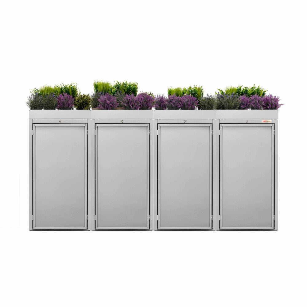 Light gray (RAL7035) garbage can box 4er 120 planting inexpensive garbage can box parcel box color light gray with planting roof