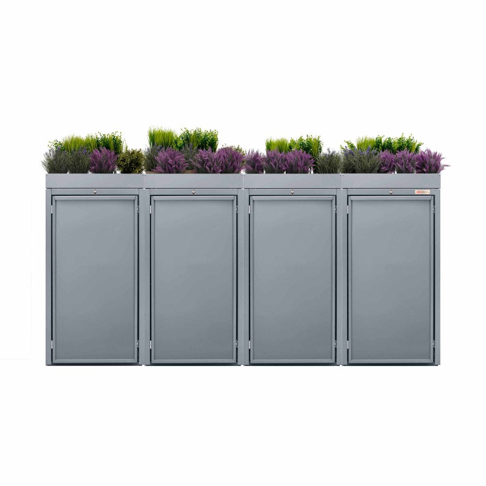 Gray (RAL7045) 4 garbage can box with planter roof 240 liter 7045 color telegrey with planter roof