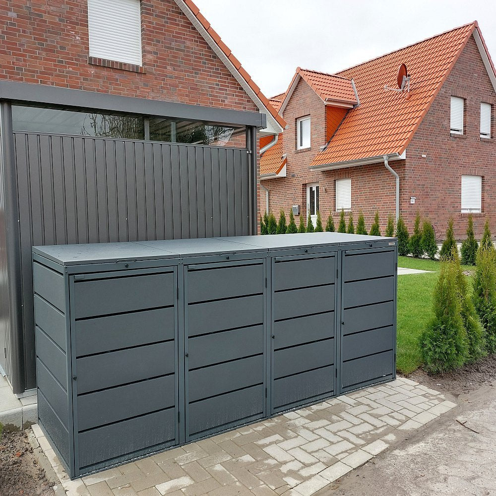 Garbage can box 5er 240l anthracite 7016 color customer photo in Hamburg with hinged lid