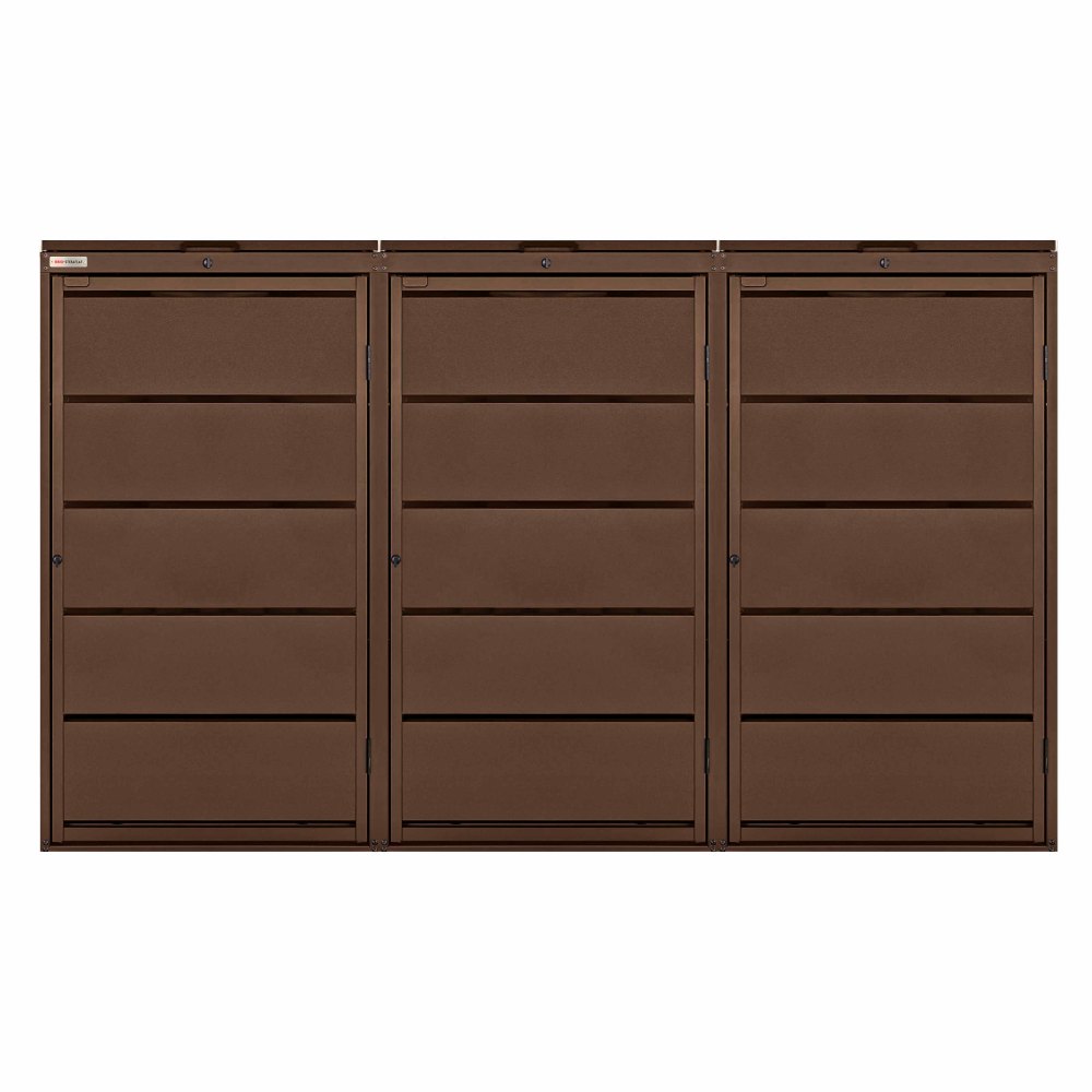 Brown (RAL8017) garbage can box 3er Brown 8017 240 BIO Stefan color design accent brown with hinged lid