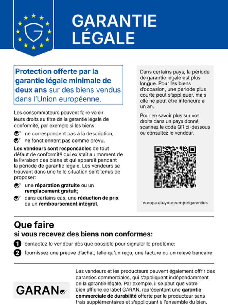 Garantie légale – notice harmonisée de l’UE