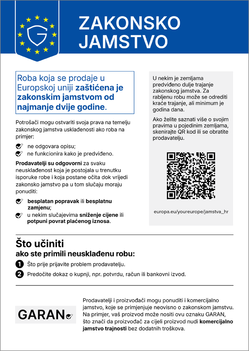 Zakonsko jamstvo – usklađena obavijest EU-a