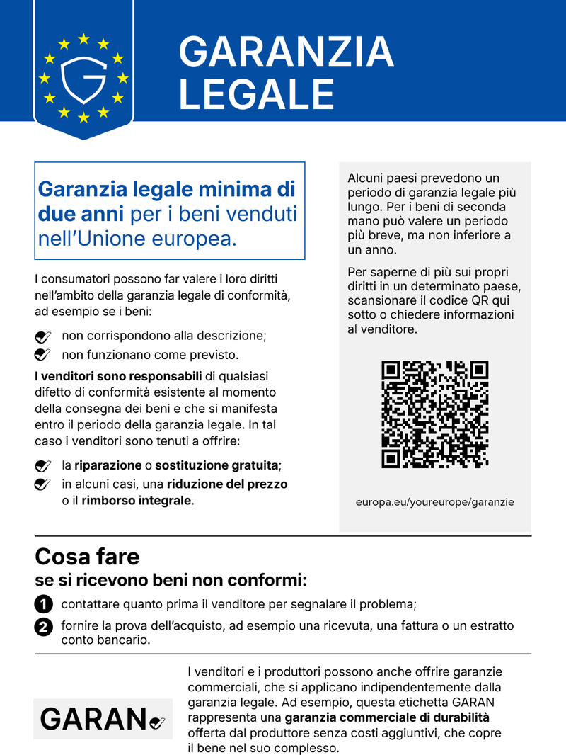 Garanzia legale – avviso armonizzato dell’UE