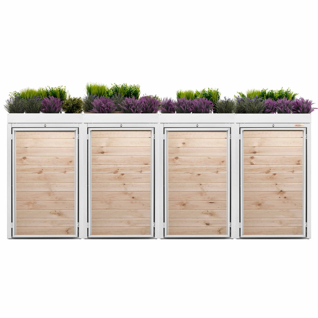 White (RAL9016) 4 garbage can box wood BIO Stefan Weiss noble elegant buy 9016 Germany color brilliant white with planting roof