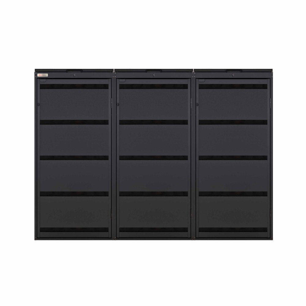 Black (RAL9005) garbage can box BIO Stefan trash box 3er 120 liters Black 9005 color design accent black with hinged lid