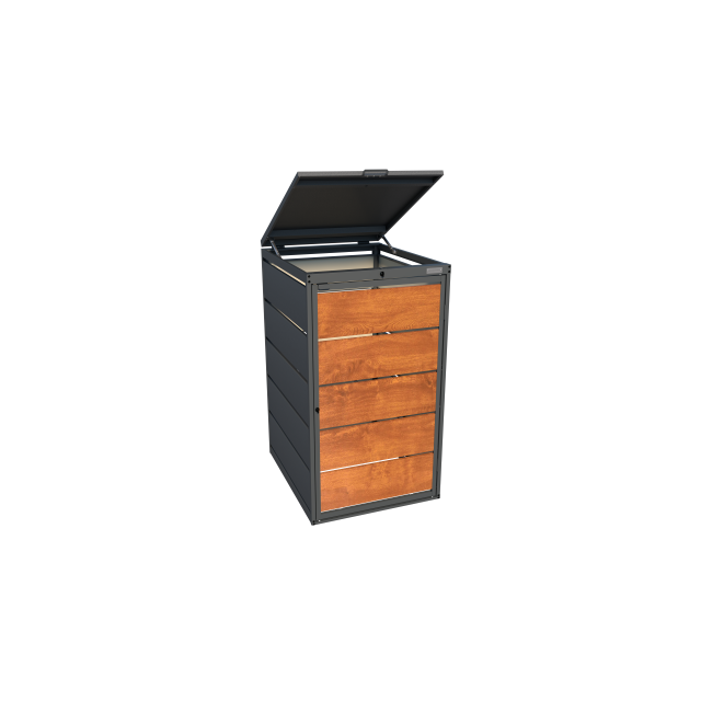Garbage can box 1er 240 liters garbage can cover BIO Stefan color golden oak with lid hinged lid