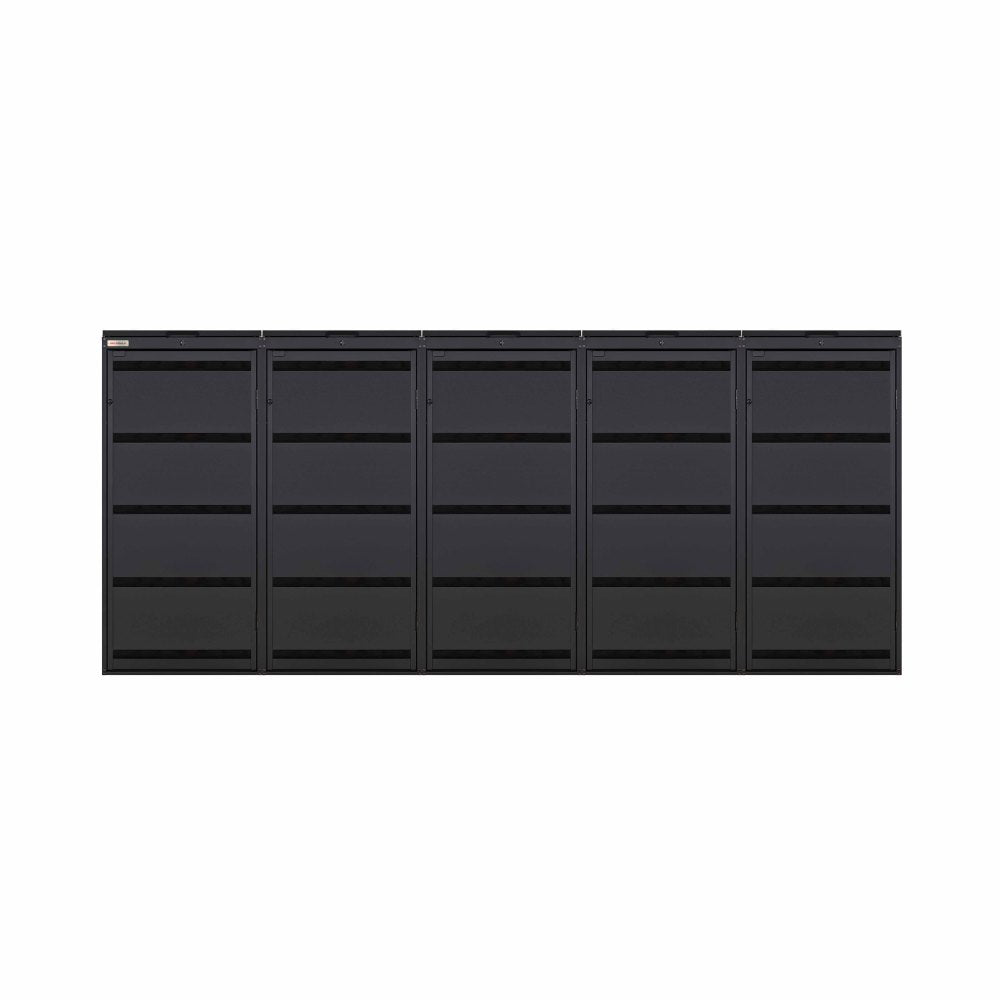 Noir (RAL9005) Box pour poubelles 5er 120l Box pour poubelles en métal 5er 120 Noir 9005 Habillage pour poubelles couleur noir avec couvercle rabattable