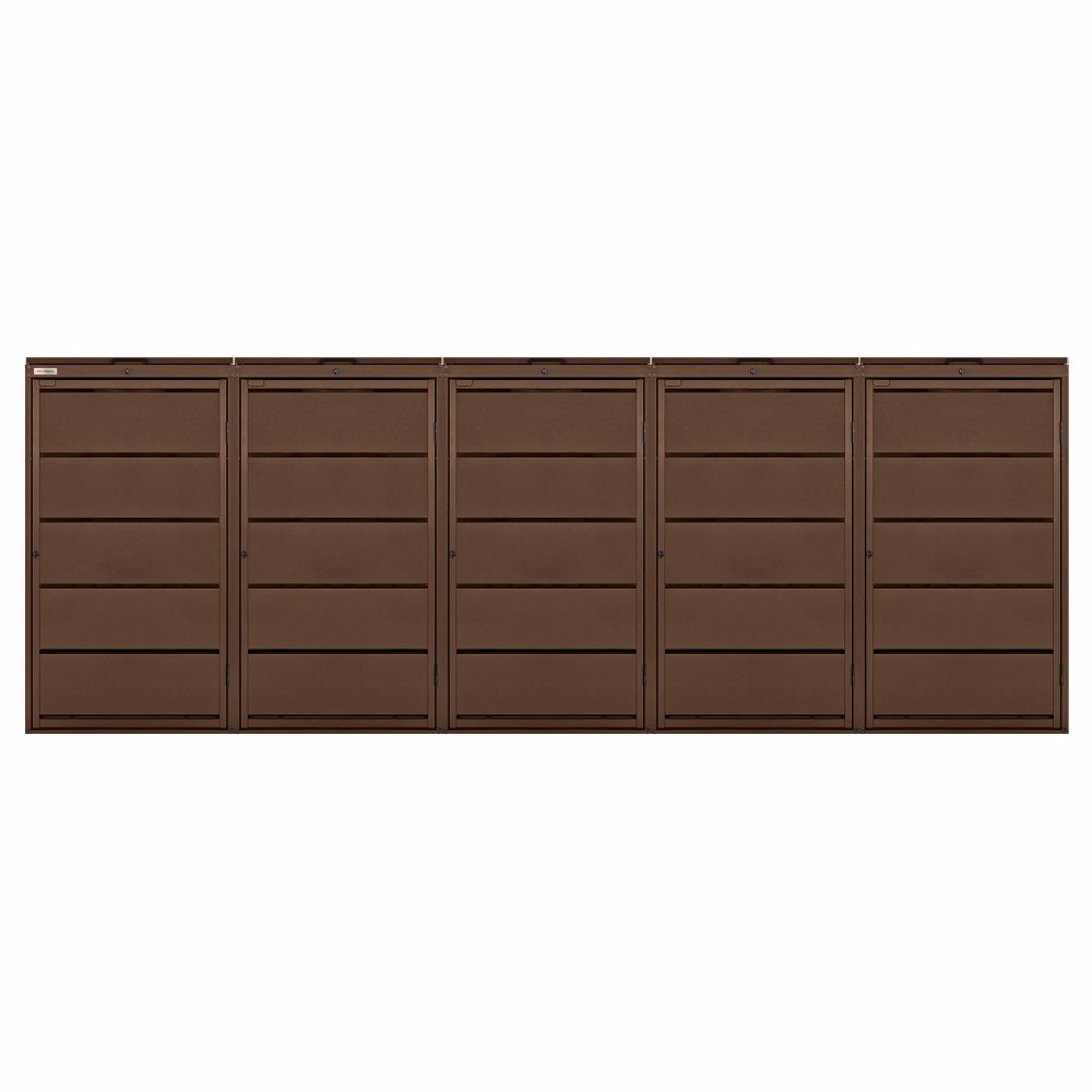 Brun (RAL8017) Mülltonnenbox Metall 5er 240 Braun 8017 Schoko Habillage de poubelle couleur brun avec couvercle