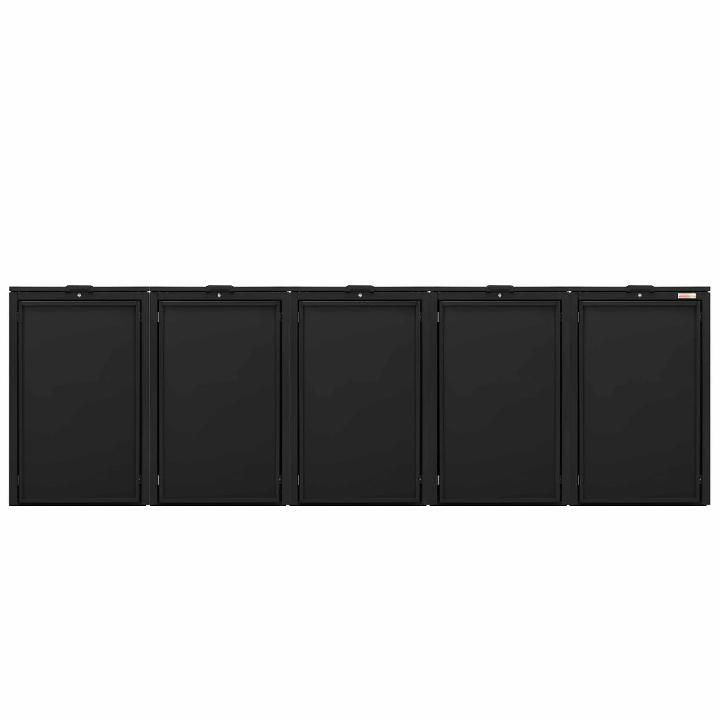 Crna (RAL9005) Stahlfred by BIO Stefan - zglobni poklopac za kutiju za smeće, kutija za smeće može kutija 5 komada s poklopcem na šarkama crna 9005 crna boja s poklopcem na šarkama