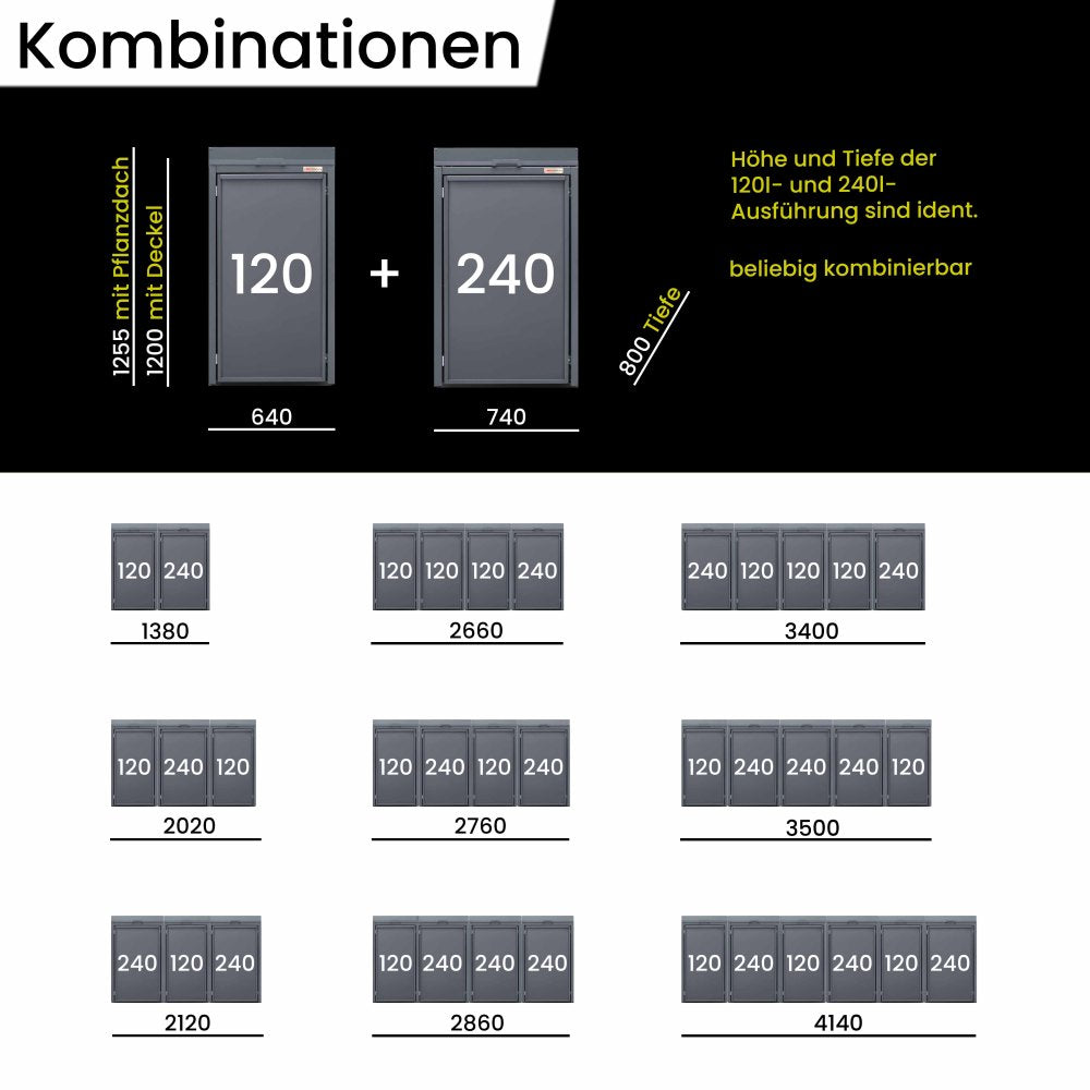120-240 combinazione Holzmichl coperchio incernierato