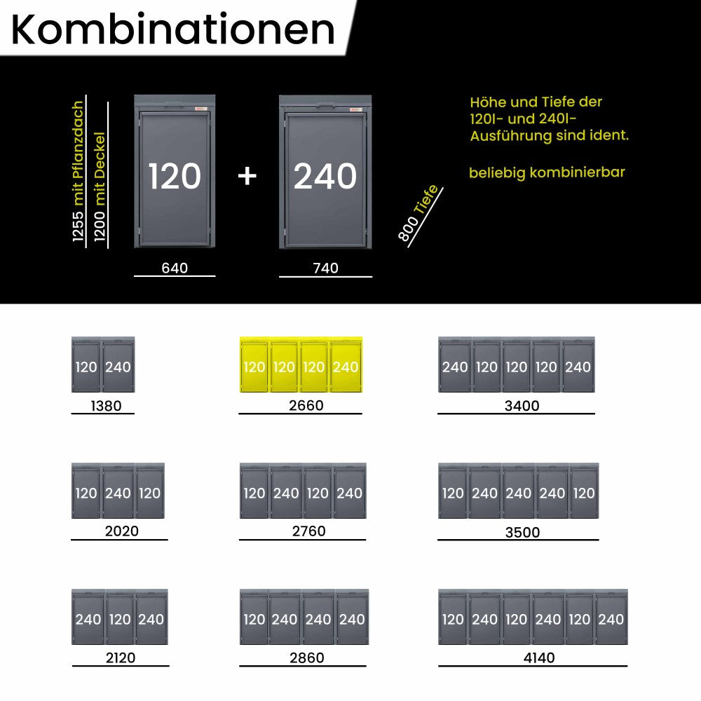 120-240 combinație Holzmichl cu capac cu balamale 120-240